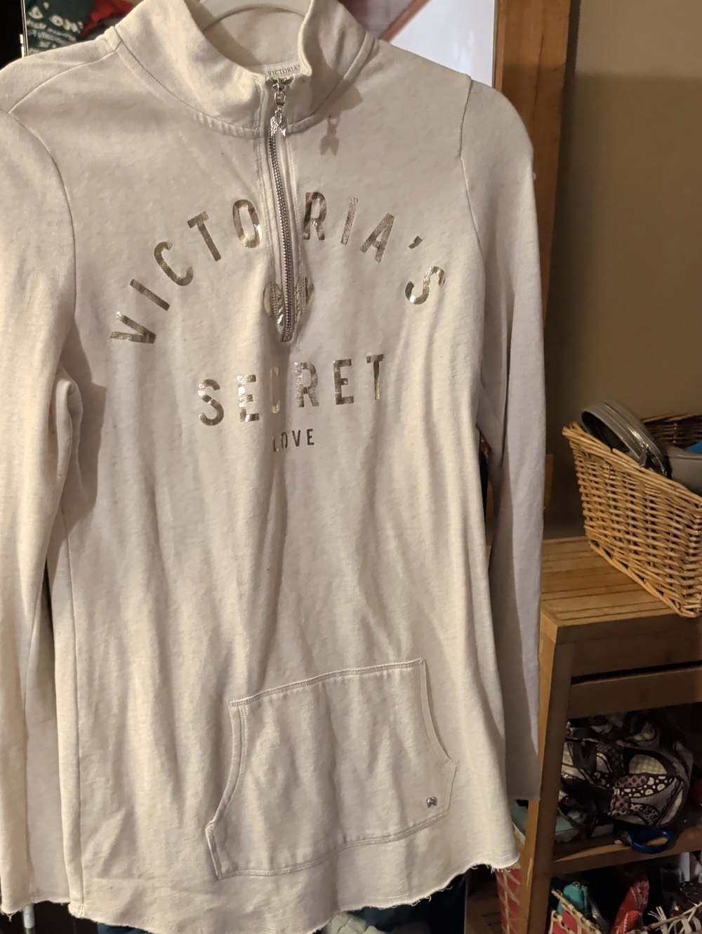 Victoria's Secret Cream Zip-Up Pullover Sweater